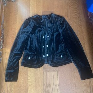Retro black velvet silver button blazer